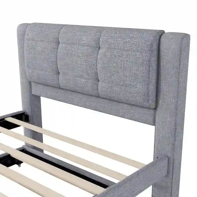 Lit plateforme tapissé Merax de taille standard avec lit gigogne