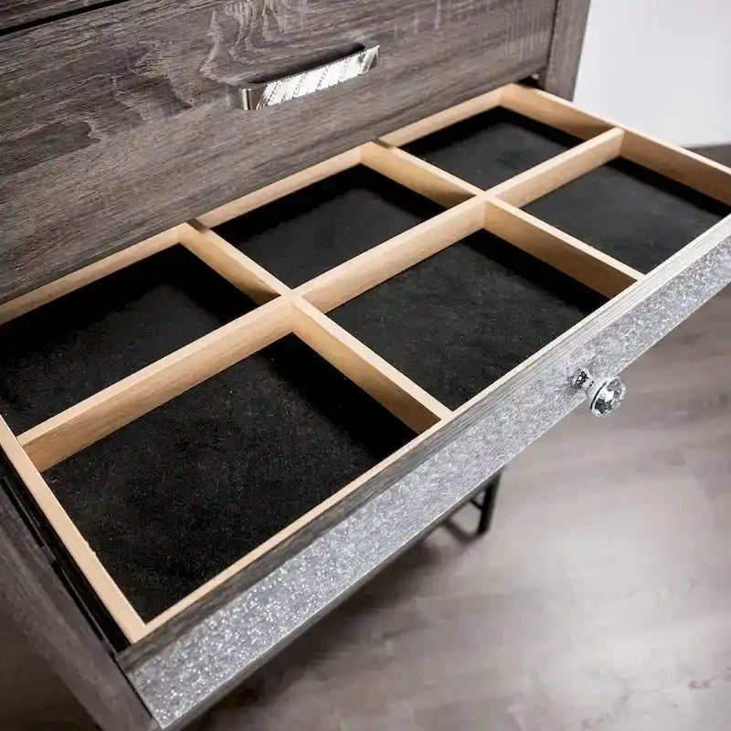 Ensemble de chambre à coucher 6 pièces Heinisk contemporain gris sur plateforme de Furniture of America