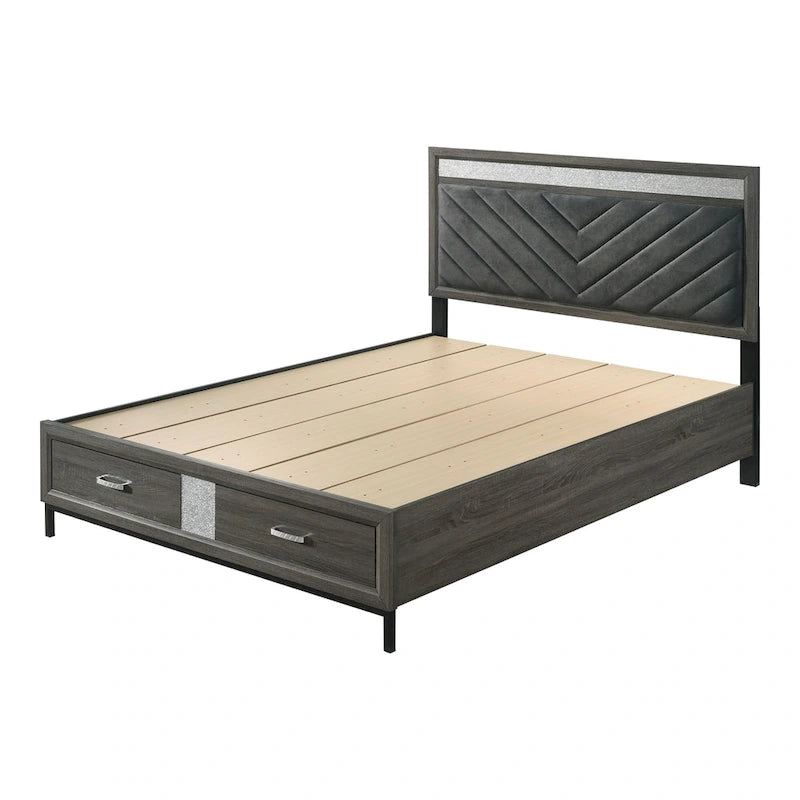 Ensemble de chambre à coucher 6 pièces Heinisk contemporain gris sur plateforme de Furniture of America