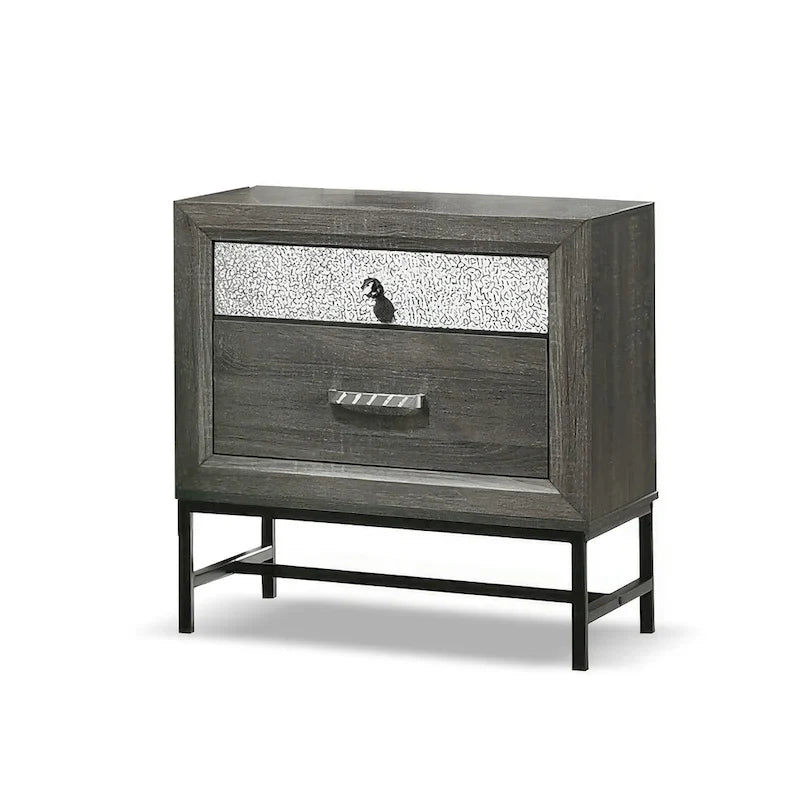 Ensemble de chambre à coucher 6 pièces Heinisk contemporain gris sur plateforme de Furniture of America