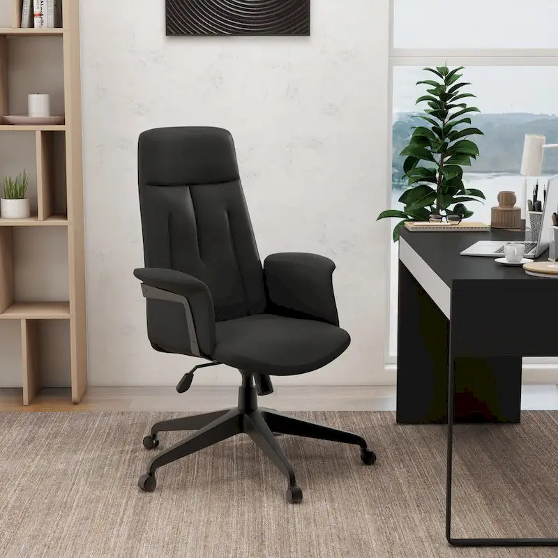 Chaise de bureau en cuir, pivotante et réglable en hauteur, avec support lombaire, Collection Inifini