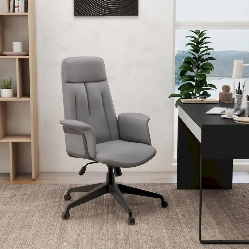 Chaise de bureau en cuir, pivotante et réglable en hauteur, avec support lombaire, Collection Inifini