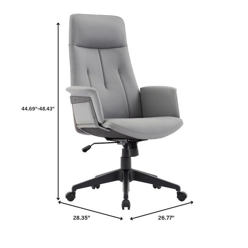 Chaise de bureau en cuir, pivotante et réglable en hauteur, avec support lombaire, Collection Inifini