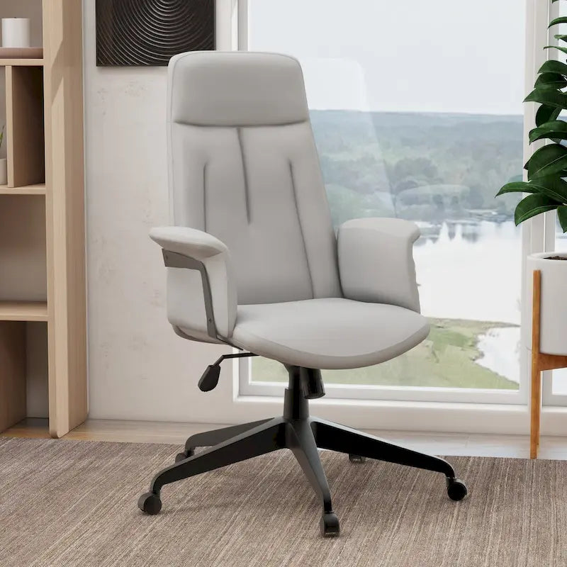 Chaise de bureau en cuir, pivotante et réglable en hauteur, avec support lombaire, Collection Inifini