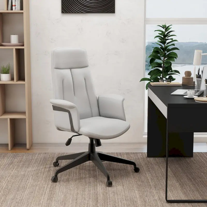 Chaise de bureau en cuir, pivotante et réglable en hauteur, avec support lombaire, Collection Inifini