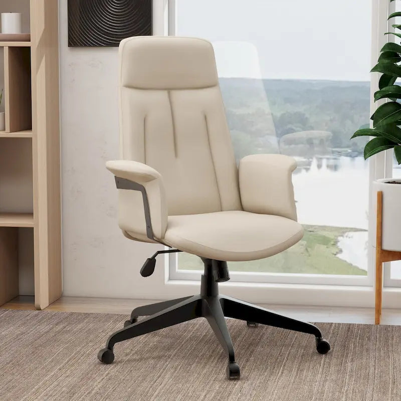 Chaise de bureau en cuir, pivotante et réglable en hauteur, avec support lombaire, Collection Inifini