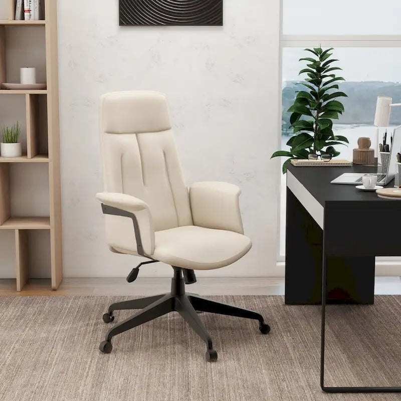 Chaise de bureau en cuir, pivotante et réglable en hauteur, avec support lombaire, Collection Inifini
