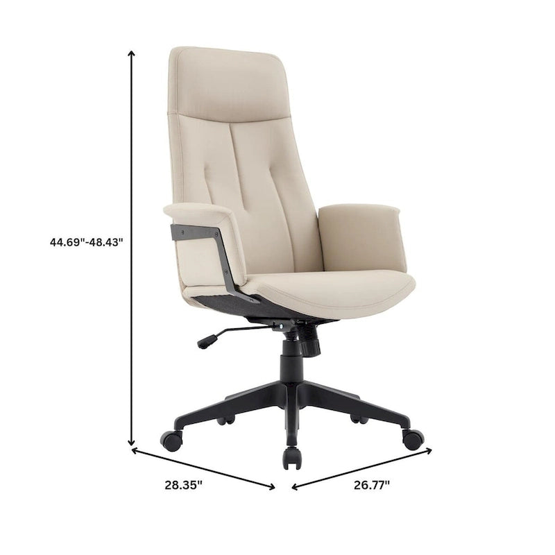Chaise de bureau en cuir, pivotante et réglable en hauteur, avec support lombaire, Collection Inifini