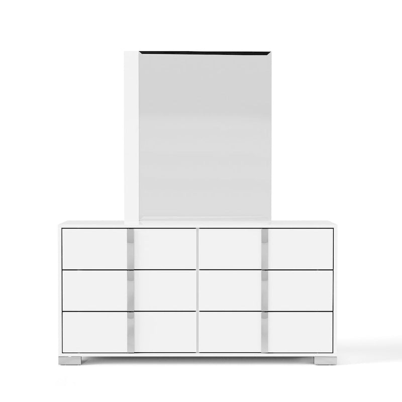 Ensemble commode et miroir 2 pièces 6 tiroirs Erina moderne et lustré de Furniture of America