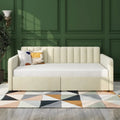Lit de repos double en velours moderne Epiphyllum avec 2 tiroirs et dossier capitonné côtelé par Christopher Knight Home