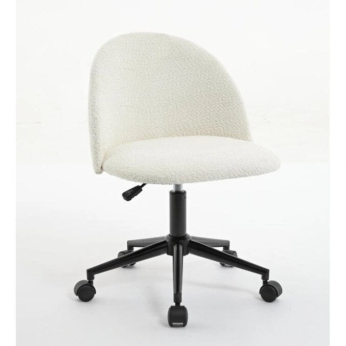 Chaise de bureau Boucle, Chaise d'ordinateur pivotante réglable à dossier moyen avec pieds noirs, Chaise de bureau rembourrée avec roulettes