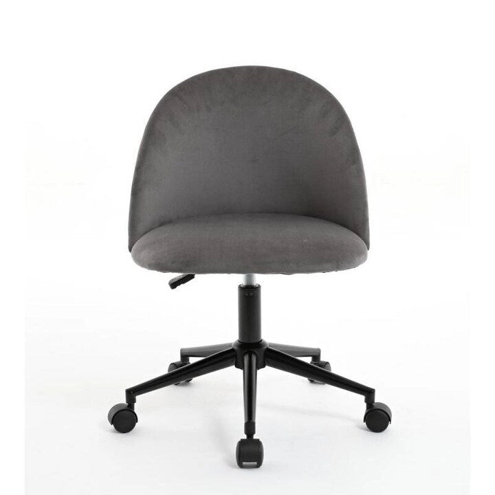Chaise de bureau Boucle, Chaise d'ordinateur pivotante réglable à dossier moyen avec pieds noirs, Chaise de bureau rembourrée avec roulettes