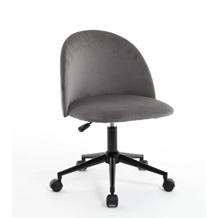 Chaise de bureau Boucle, Chaise d'ordinateur pivotante réglable à dossier moyen avec pieds noirs, Chaise de bureau rembourrée avec roulettes