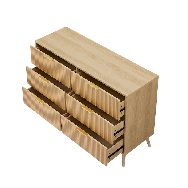 Commode de chambre, 6 commodes doubles avec tiroirs ondulés, commode en bois pour chambre d'enfant, salon