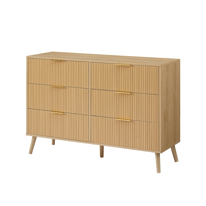 Commode de chambre, 6 commodes doubles avec tiroirs ondulés, commode en bois pour chambre d'enfant, salon