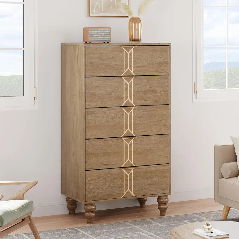 Commode 5 tiroirs, en bois moderne
