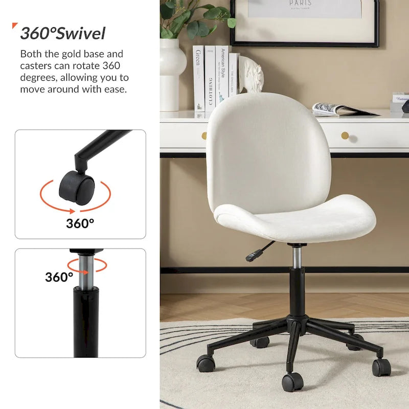 Chaise de bureau moderne Ines 360 pivotante sans accoudoirs avec piètement métallique par HULALA HOME