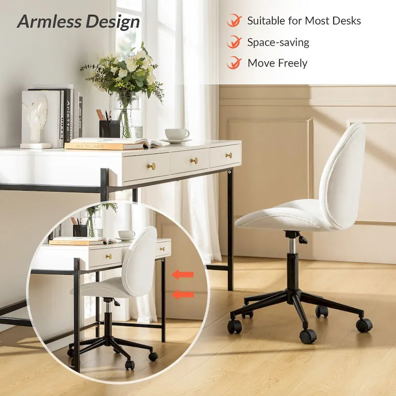 Chaise de bureau moderne Ines 360 pivotante sans accoudoirs avec piètement métallique par HULALA HOME