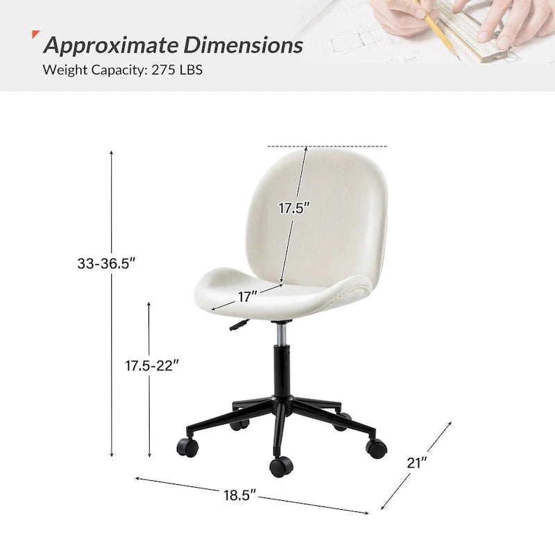 Chaise de bureau moderne Ines 360 pivotante sans accoudoirs avec piètement métallique par HULALA HOME