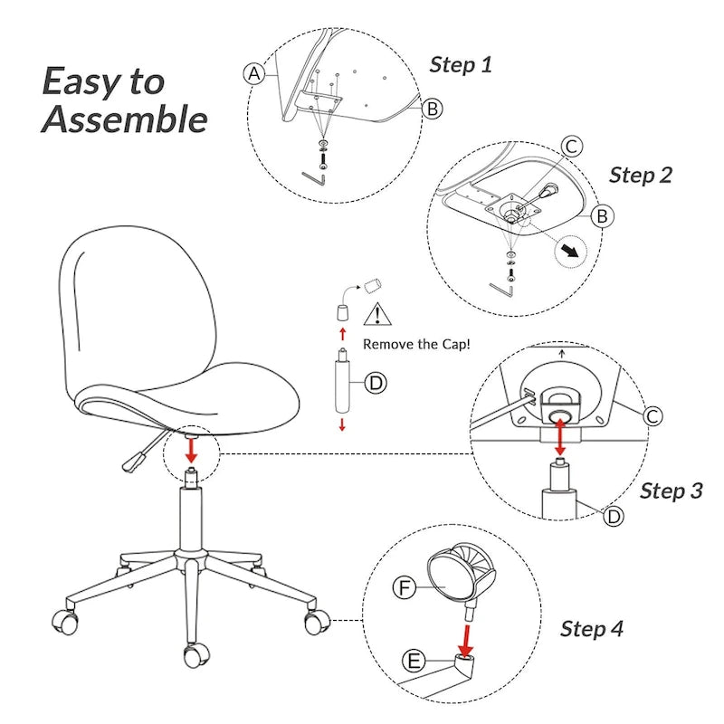 Chaise de bureau moderne Ines 360 pivotante sans accoudoirs avec piètement métallique par HULALA HOME