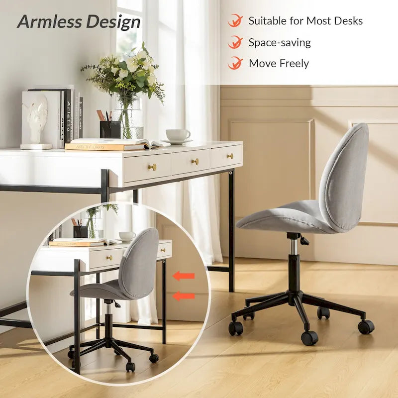 Chaise de bureau moderne Ines 360 pivotante sans accoudoirs avec piètement métallique par HULALA HOME
