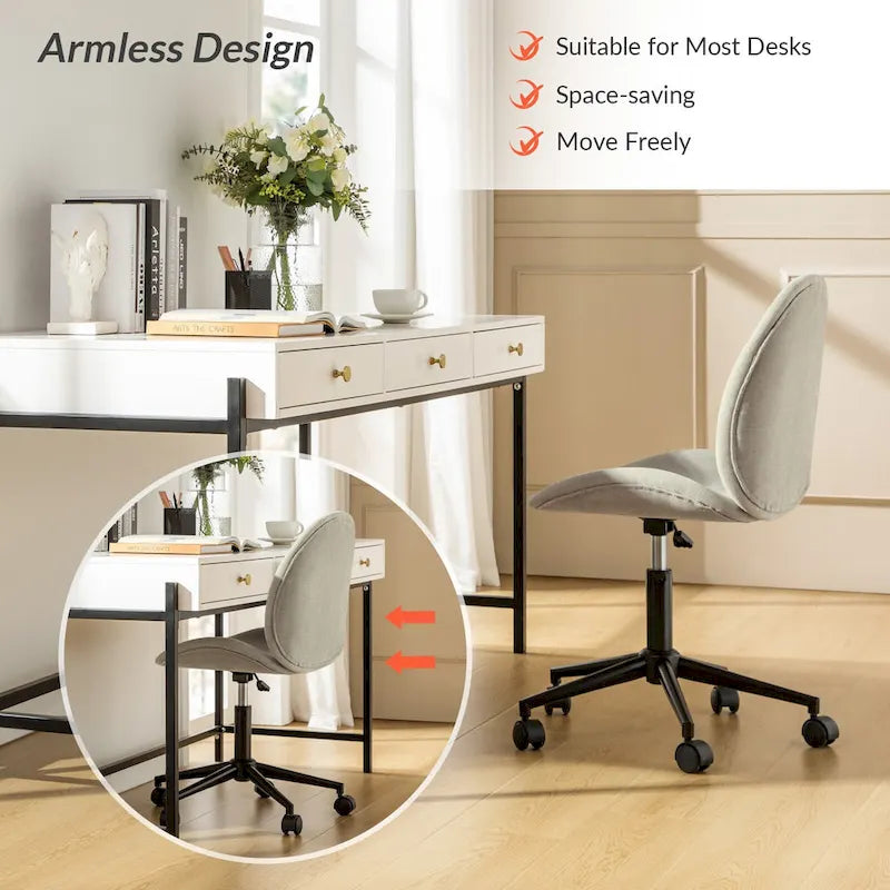 Chaise de bureau moderne Ines 360 pivotante sans accoudoirs avec piètement métallique par HULALA HOME