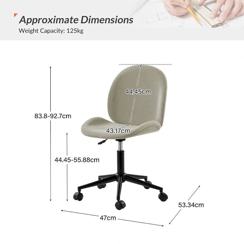 Chaise de bureau moderne Ines 360 pivotante sans accoudoirs avec piètement métallique par HULALA HOME