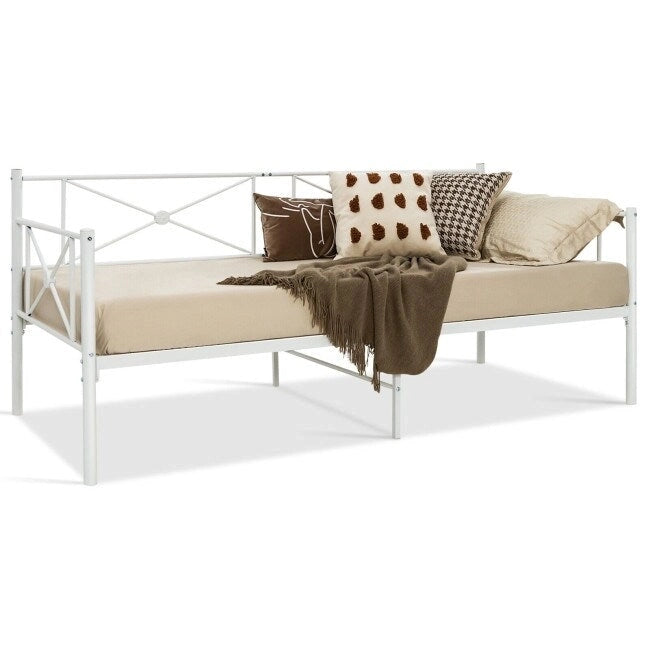 Cadre de lit de repos en métal, taille double, avec lattes