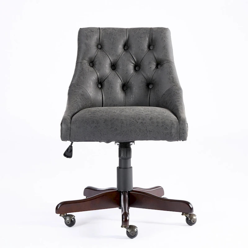 Fauteuil de bureau à domicile en tissu à motif peau de mouton de style rétro médiéval avec fonctions de levage, de pivotement et d'inclinaison