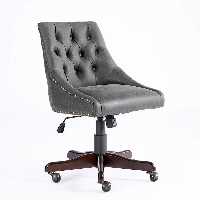 Fauteuil de bureau à domicile en tissu à motif peau de mouton de style rétro médiéval avec fonctions de levage, de pivotement et d'inclinaison