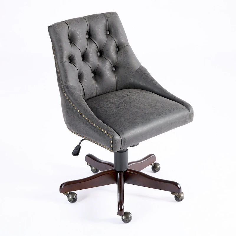 Fauteuil de bureau à domicile en tissu à motif peau de mouton de style rétro médiéval avec fonctions de levage, de pivotement et d'inclinaison