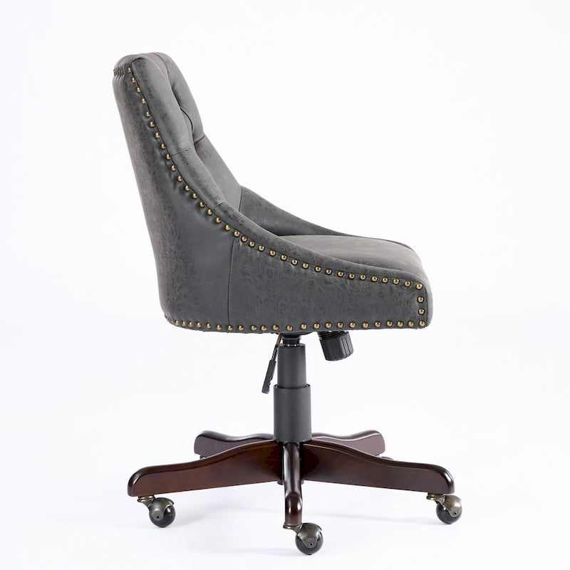 Fauteuil de bureau à domicile en tissu à motif peau de mouton de style rétro médiéval avec fonctions de levage, de pivotement et d'inclinaison
