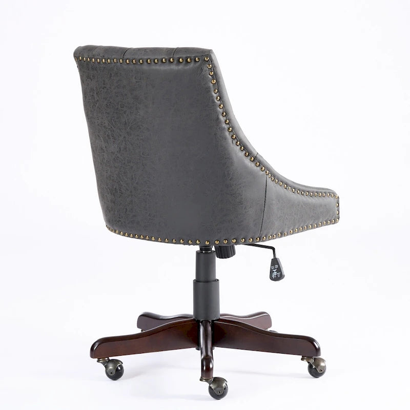 Fauteuil de bureau à domicile en tissu à motif peau de mouton de style rétro médiéval avec fonctions de levage, de pivotement et d'inclinaison