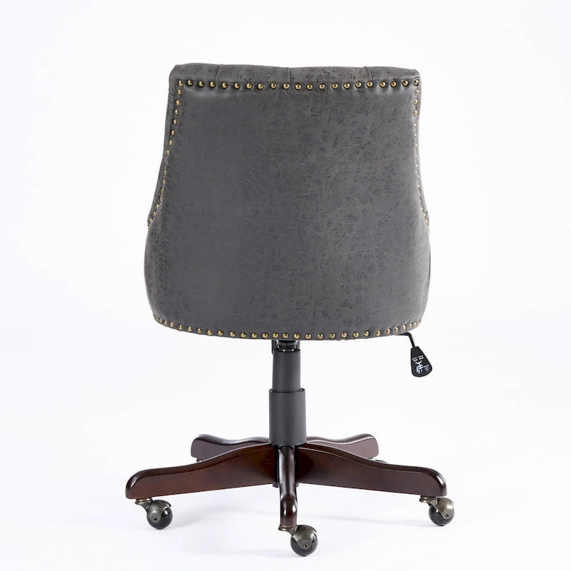 Fauteuil de bureau à domicile en tissu à motif peau de mouton de style rétro médiéval avec fonctions de levage, de pivotement et d'inclinaison