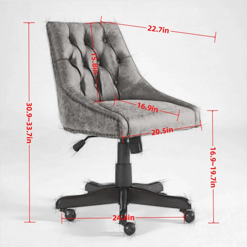 Fauteuil de bureau à domicile en tissu à motif peau de mouton de style rétro médiéval avec fonctions de levage, de pivotement et d'inclinaison