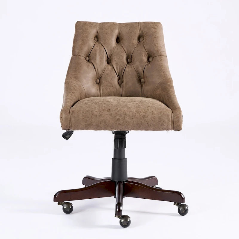 Fauteuil de bureau à domicile en tissu à motif peau de mouton de style rétro médiéval avec fonctions de levage, de pivotement et d'inclinaison