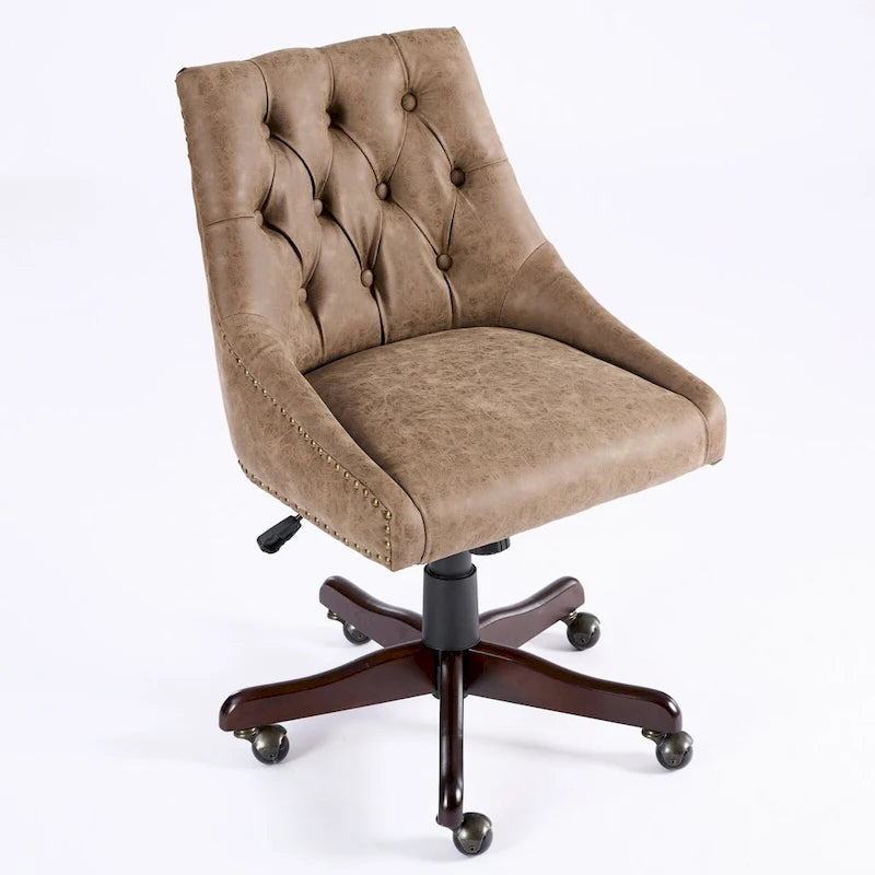 Fauteuil de bureau à domicile en tissu à motif peau de mouton de style rétro médiéval avec fonctions de levage, de pivotement et d'inclinaison