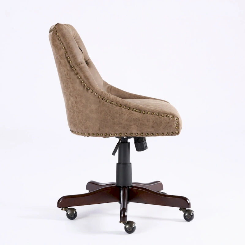 Fauteuil de bureau à domicile en tissu à motif peau de mouton de style rétro médiéval avec fonctions de levage, de pivotement et d'inclinaison