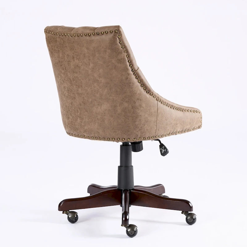 Fauteuil de bureau à domicile en tissu à motif peau de mouton de style rétro médiéval avec fonctions de levage, de pivotement et d'inclinaison