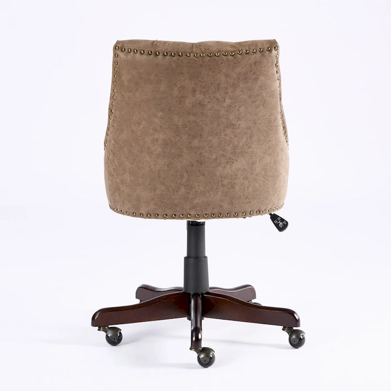Fauteuil de bureau à domicile en tissu à motif peau de mouton de style rétro médiéval avec fonctions de levage, de pivotement et d'inclinaison