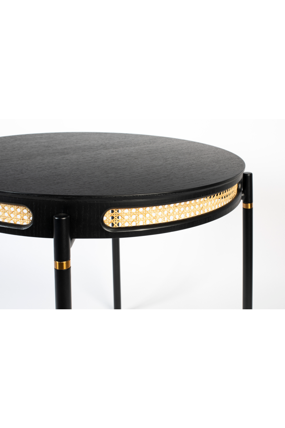 Table de salle à manger avec bordure en rotin