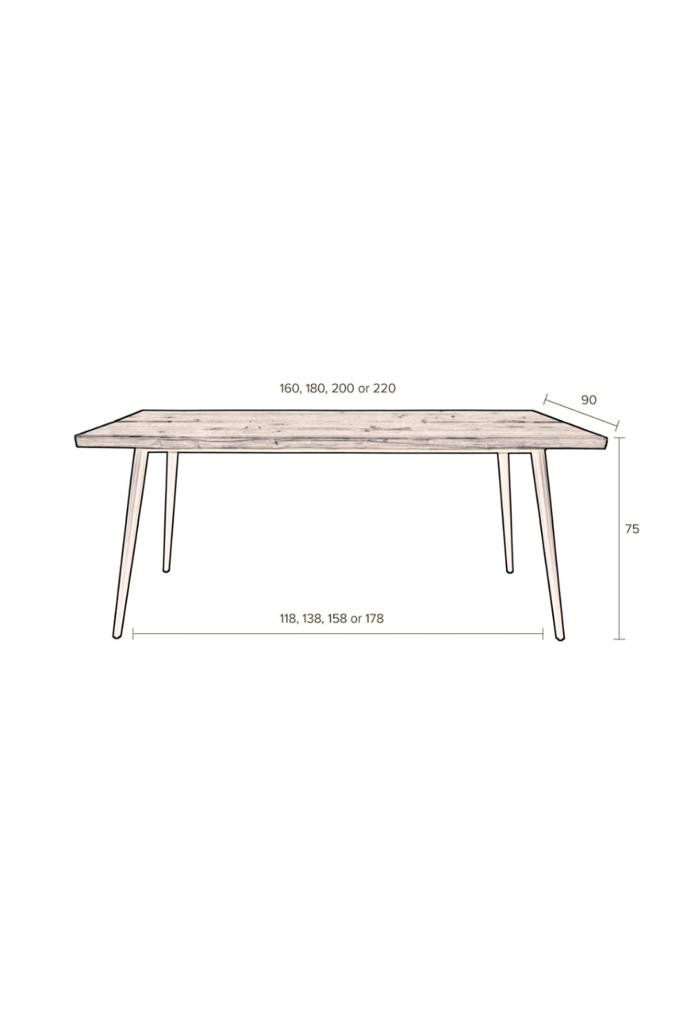 Table à manger rectangulaire en noyer L