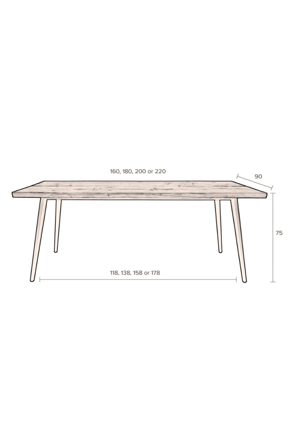 Table de salle à manger rectangulaire XL en noyer