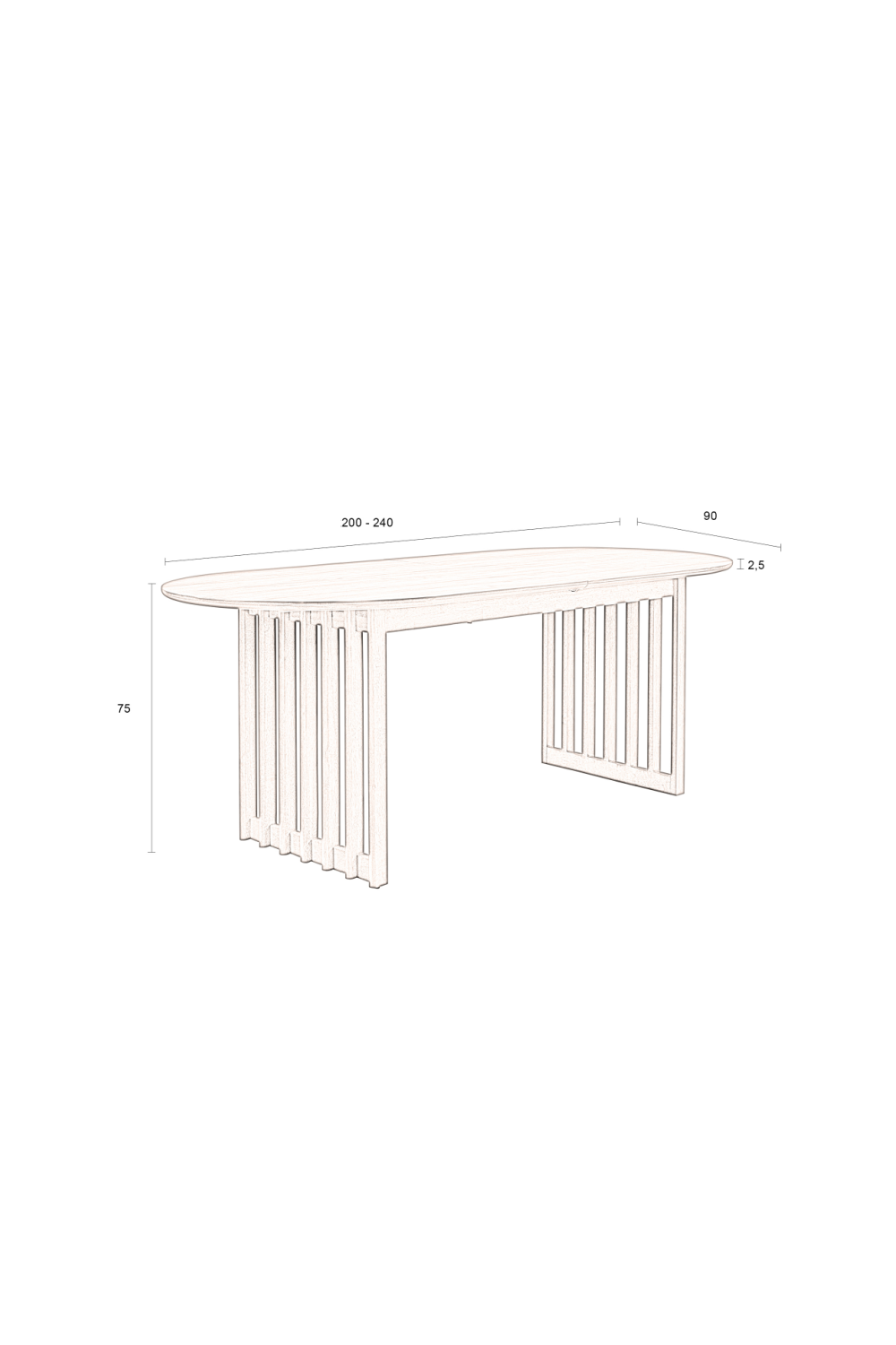 Table à manger ovale réglable en chêne