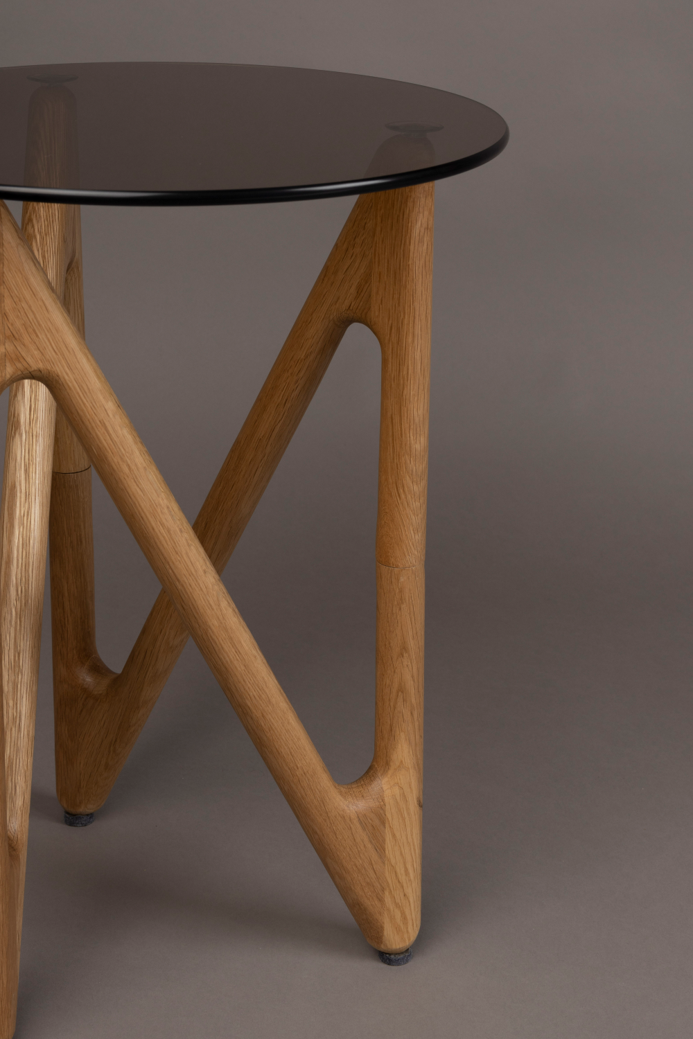Table d'appoint rétro en verre rond