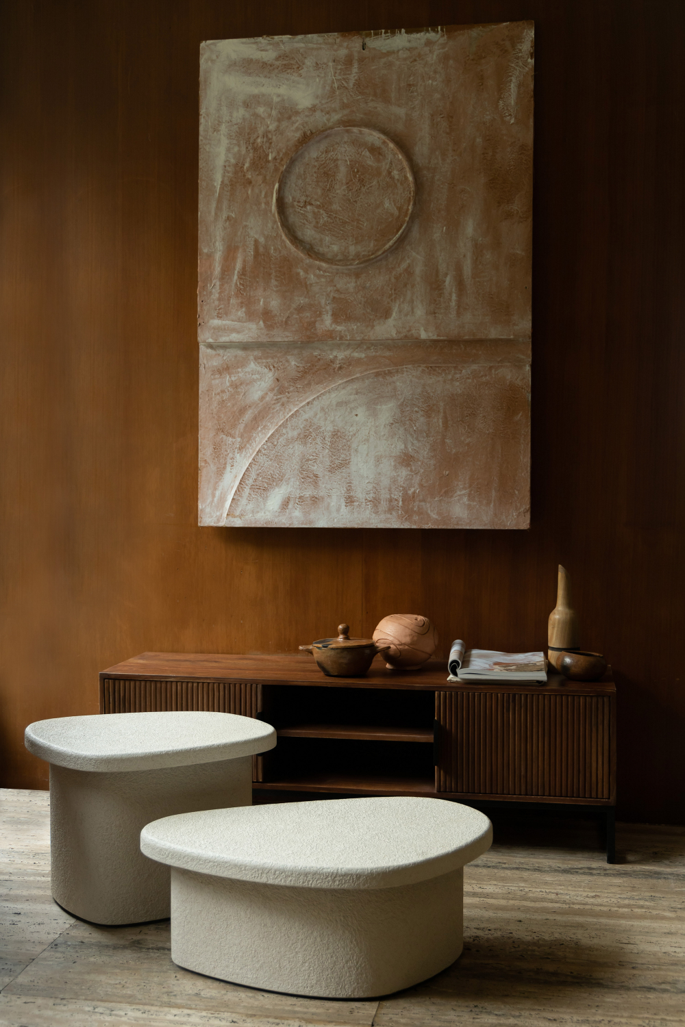 Table basse en marbre beige