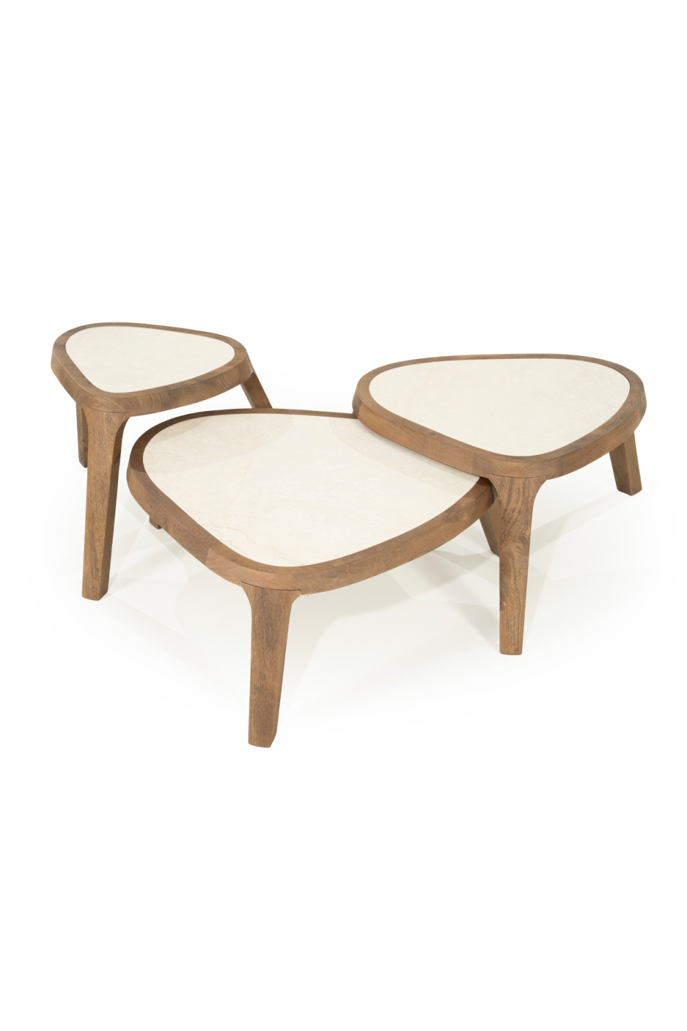 Table d'appoint triangulaire en marbre blanc