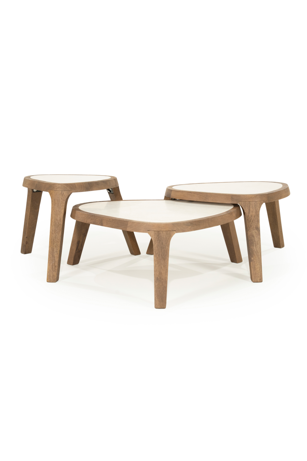 Table d'appoint triangulaire en marbre blanc
