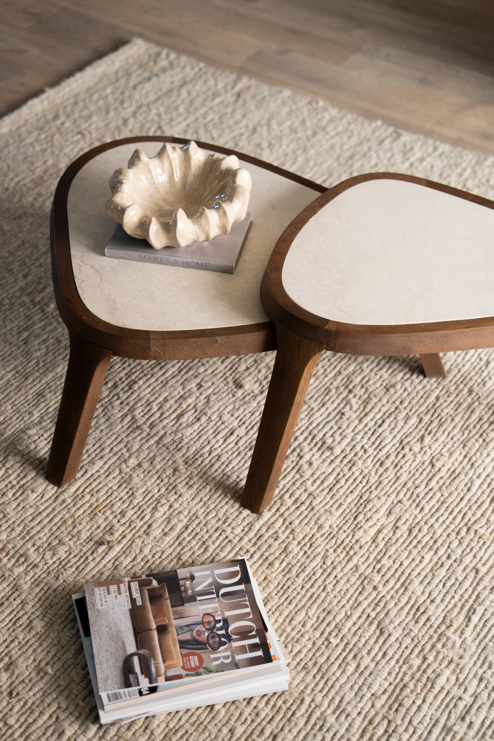 Table basse plateau marbre blanc
