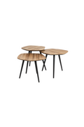 Ensemble de 3 tables basses modernes en teck